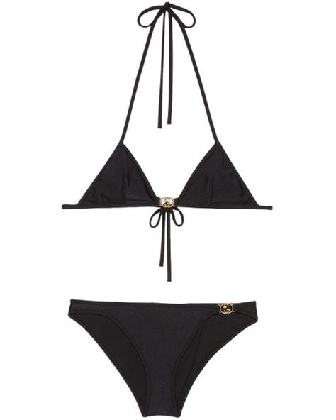 gucci black thong bikini|Embellished bikini in black .